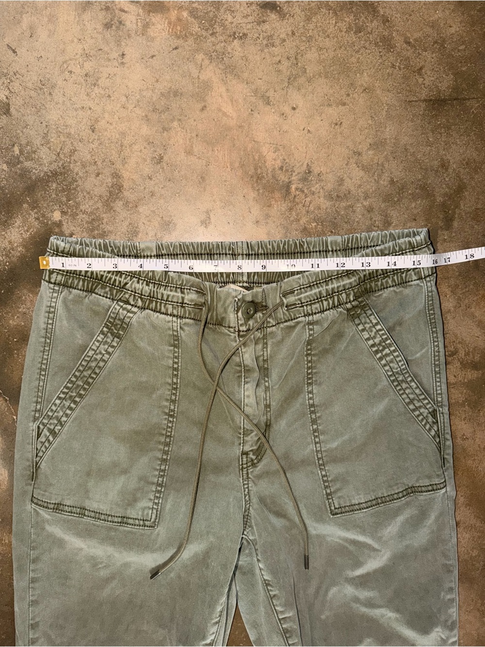 American Eagle Size 12 Short Green Utility Cargo Jogger Pants Stretch Drawstring - Picture 6 of 15
